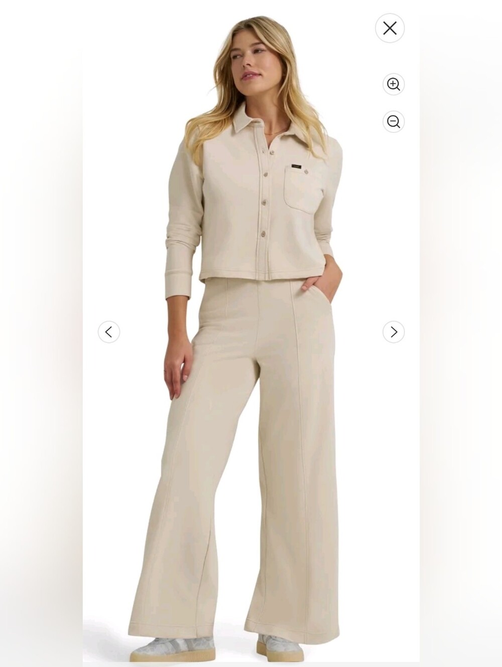 Lee Wide-Leg High-Rise Pants in Cream